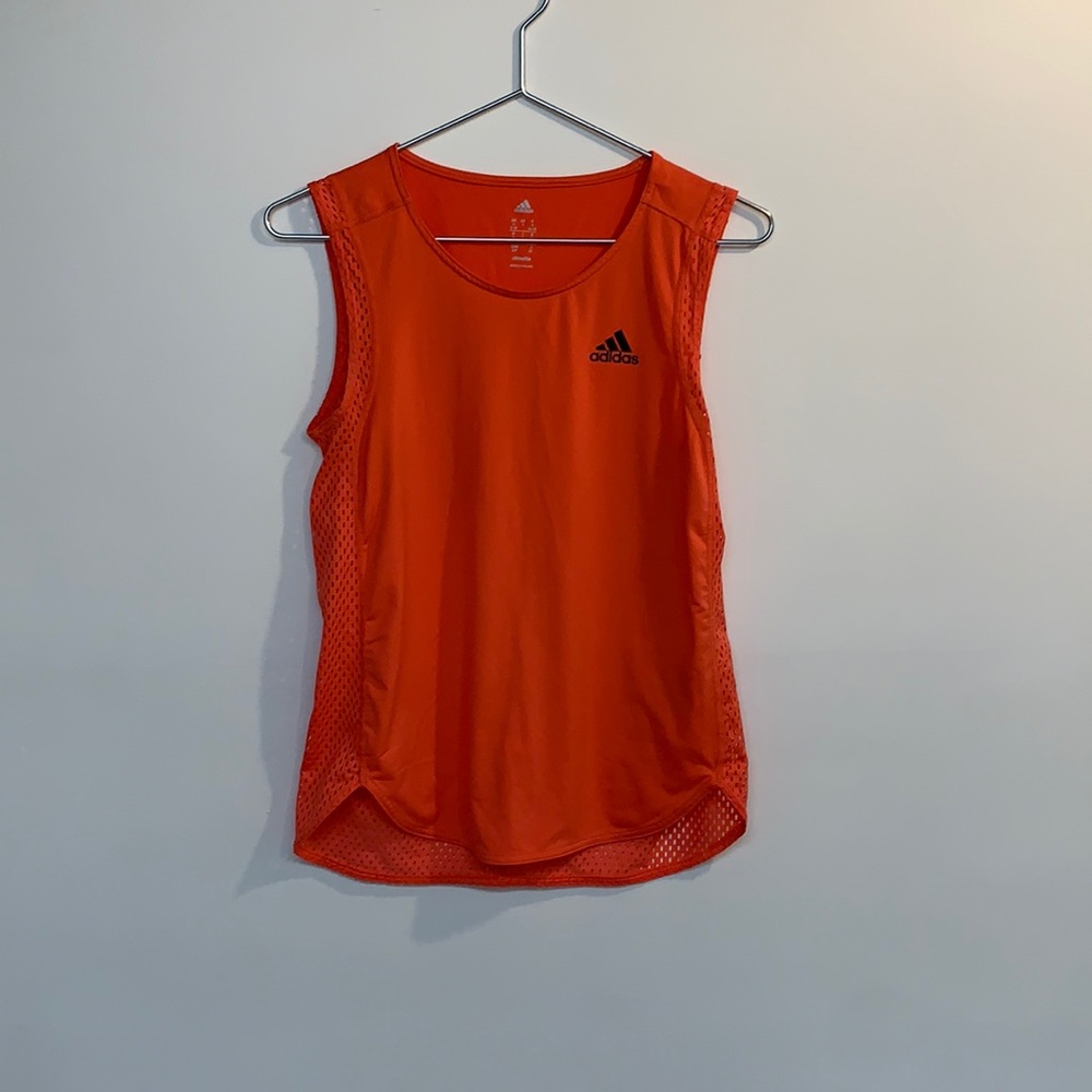 Adidas brand women’s tank top size S salmon pink color